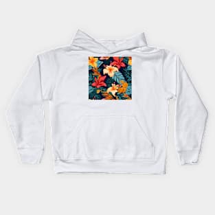 Tropical Flowers Pattern 16 Kids Hoodie